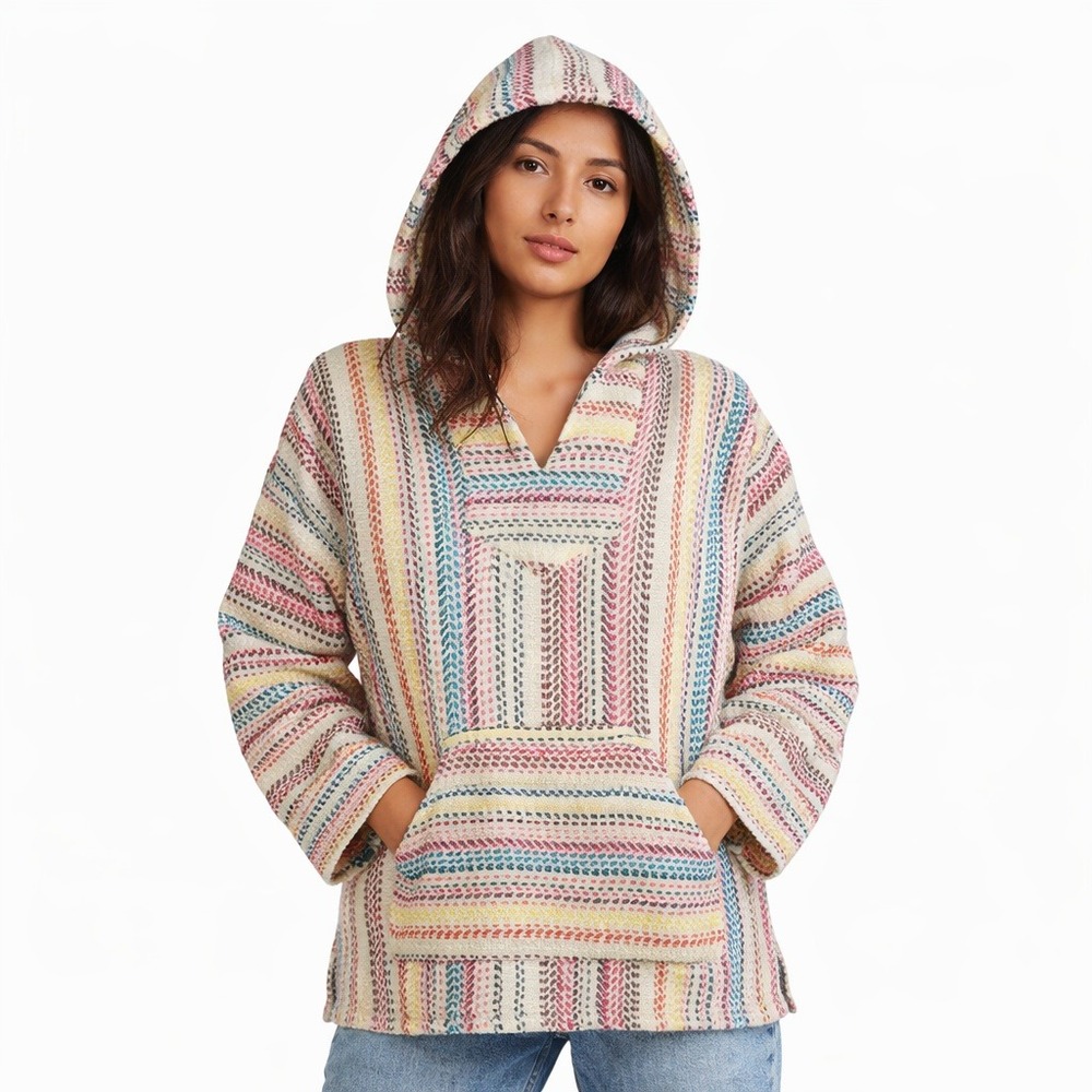 Baja‎ Joe Hoodie Pullover Baja Hoodie Multicolor Stripe XL